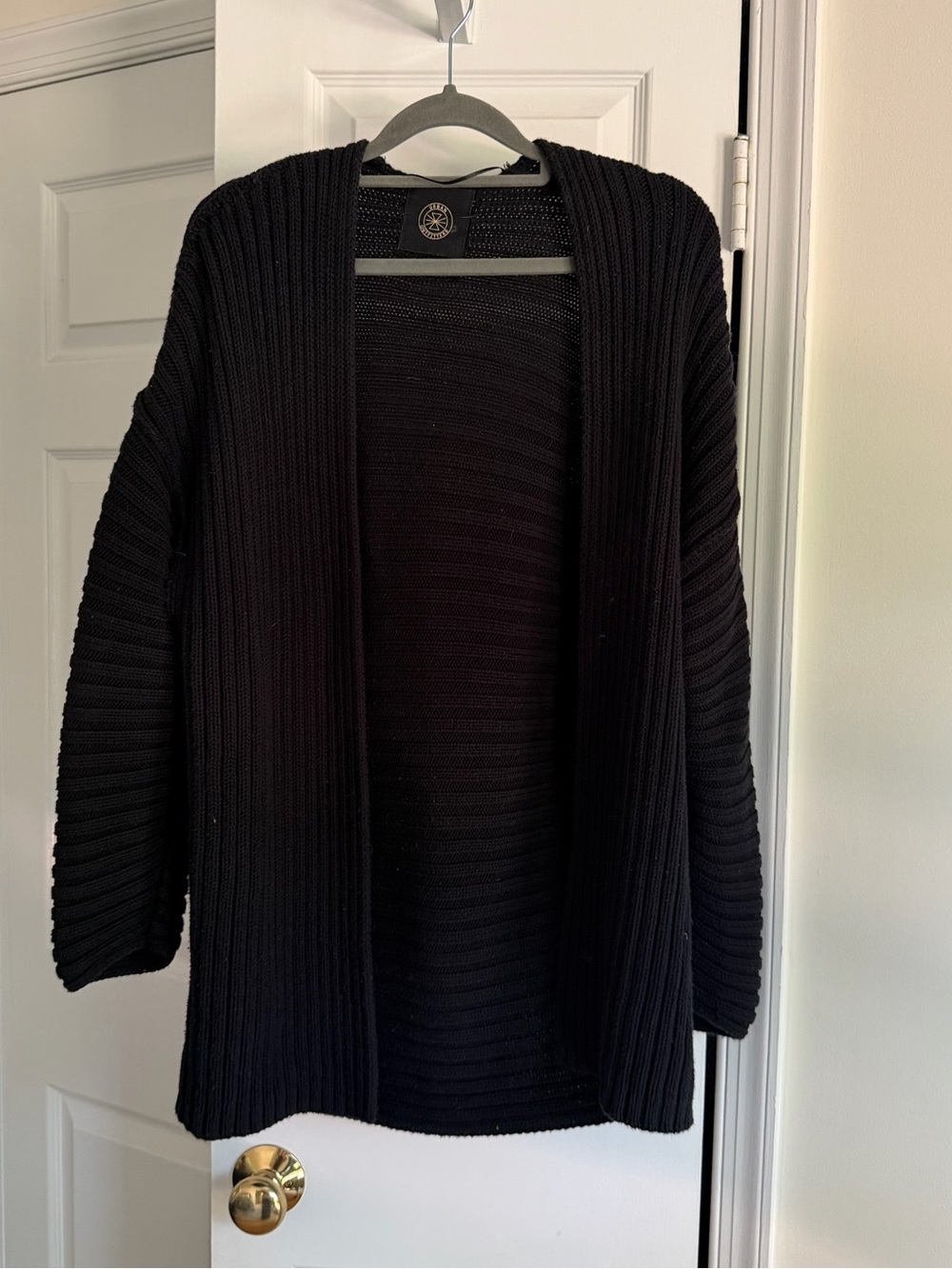 Urban Outfitters 100% Cotton Black Ribbed Open Front Cardigan Sweater XS/S
